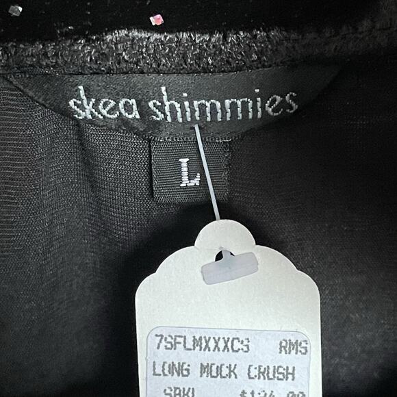 Skea Shimmies Velvet Long Mock Neck Black Sparkle Dance Ski Whimsigoth Large NWT - Picture 5 of 8